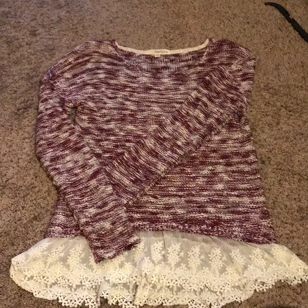 Lace bottom Flowy Sweater